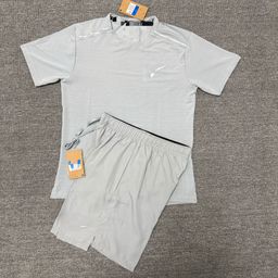 thumbnail for 2026 cross-border suit crew neck ice silk short-sleeved T-shirt men's European and American summer sports running fitness shorts high elastic and breathable