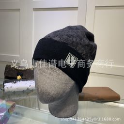 thumbnail for Korean hat women's new V letter wild curling wool hat autumn and winter foreign air-cooled hat warm knitted hat men's tide