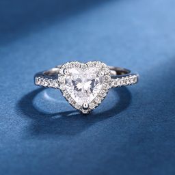 thumbnail for Dingrui wish cross-border European and American new pink love ring platinum plated boutique female ring zircon full diamond ring