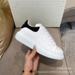 thumbnail for Mcqueen White Shoes Women's Tail Diamond-Encrusted 2025 New Genuine Leather Thick-Soled Platform Shoes Sports Inner Casual Shoes