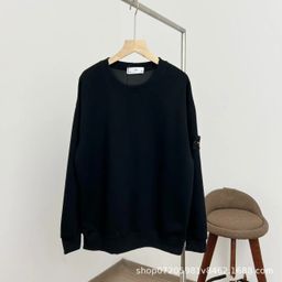 thumbnail for Cross-border supply: 24 spring and autumn solid color cotton armbands, round neck sweatshirts, unisex couples, loose long sleeves