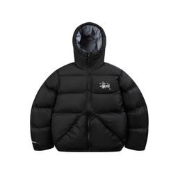 thumbnail for Cross-border foreign trade embroidery stu hooded cotton clothes winter fashion American street loose and versatile couple bread clothes