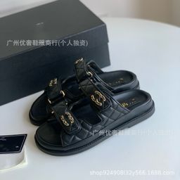 thumbnail for Leather Velcro Beach Semi-Drag Sandals Spring/Summer 2025 Leather Fashion Metal Lingge Women's Shoes
