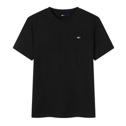 thumbnail for Short-Sleeved T-Shirt Men&#039s Embroidered My Tommy T0M Versatile Cross-Border Casual Summer Tops Pure Cotton Round Neck T-Shirt Pure Color