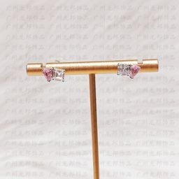 thumbnail for [New] Shijia love powder diamond water drop stud earrings necklace heart and heart with heart pink square diamond necklace for women