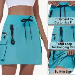 thumbnail for Transfronterizo Amazon Ladies 2025 nueva venta caliente poliéster de secado rápido cintura elástica diadema cremallera bolsillo falda de tenis