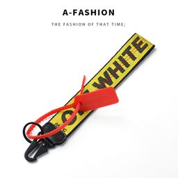 thumbnail for Spot logo, trendy brand OFF, embroidery canvas keychain, white bag, camera, jeans, accessories, mobile phone pendant