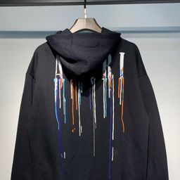 thumbnail for AM1R1 ICON High Street Trendy Brand Crack Letter LOGO Splash Ink Flow Paint Graffiti Embroidered Hoodie Hoodie Men