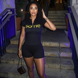 thumbnail for Spot American street trend summer foreign trade new personality digital print slim top shorts suit for women