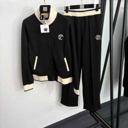 thumbnail for Nanyou high-end new sports set, H embroidered letters, color-blocked stand-collar long-sleeve zip-up jacket + casual pants