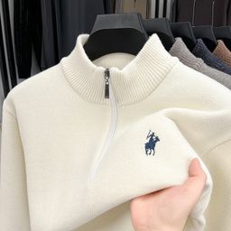 thumbnail for Ferret winter integrated velvet men's velvet thickened zipper turtleneck sweater men's warm winter knit base