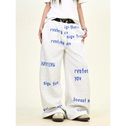 thumbnail for Cross-Border Lazy Harajuku Fashion Versatile Trendy Artistic Ins Simple Denim Long Pants Japanese New Style