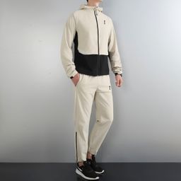 thumbnail for Cross-border foreign trade in-stock new windproof and waterproof men's casual running fitness sports set, jacket and long pants set