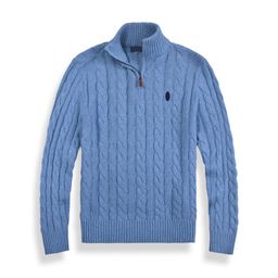 thumbnail for Men's Sweater Fall/Winter Stand Collar Twist Knit Sweater Business Casual Wool Blend Padded Thermal Pullover