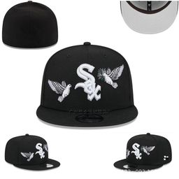 thumbnail for Closed cap white sox team baseball cap men and women embroidered flat brimmed cap non-adjustable hip hop size hat wholesale