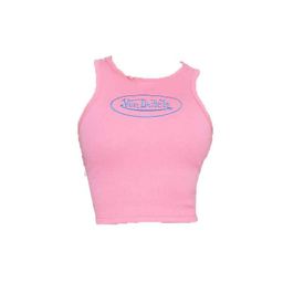 thumbnail for European and American Cross-border AliExpress New Women&#039s Pink Hip-hop Street Casual Trousers Embroidered Vest Top