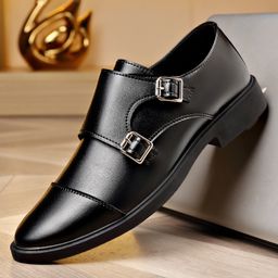 thumbnail for [39-47 Plus Size Collection] Men's Business Casual Leather Shoes Lace-up One Kick Men's Leather Shoes Work Wedding Shoes