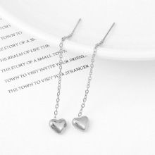 thumbnail for Love Heart 18K Golden Titanium Steel Ear Line Women's Elegant Long Elegant Earrings Trendy Face Skinny Ear Chain