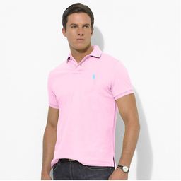 thumbnail for Cross-border polo shirt basic summer men's lapel embroidered pony logo solid color cotton large size loose short sleeve t-shirt