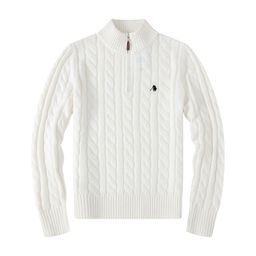 thumbnail for Pony Men's Sweater Fall/Winter Paul Padded Stand Collar Half Height Zipper Twisted Twist Knit Business POLO