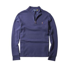 thumbnail for RL Raff Home Casual Business Cross-border Pony Label Colorful Horse Men's Half Zipper Pullover Cotton Knitted Stand Collar Sweatshirt
