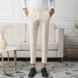 thumbnail for Calças masculinas novas de primavera estilo coreano, calças sociais slim fit cropped da moda, calças versáteis casuais de negócios.