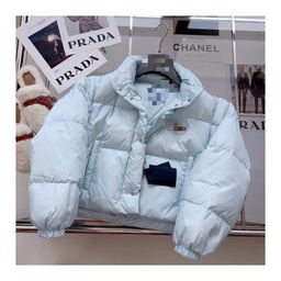 thumbnail for 23 autumn and winter new women's fashion classic triangle logo decoration thickened warmth thin short dismantling cotton jacket