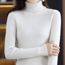 thumbnail for High-Neck Sweater for Women to Wear with a Coat, Autumn and Winter Slim-Fit Inner Layer, Wool Knit Base Shirt, Thickened for Warmth and Versatile