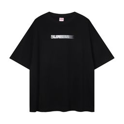 thumbnail for New European and American trend cotton crew neck T-shirt English logo uni** loose version T-shirt couple short sleeve tee