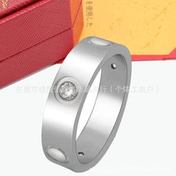 thumbnail for High-End Engraved Ring Cnc Precision Titanium Steel Jewelry Simple Love Ring Fashion Couple Ring Gold-Plated Silver Ring