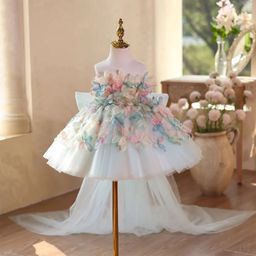 thumbnail for Children's Dresses Princess Dresses Girls Birthday Dresses Host Piano Performance Costumes Girls Dresses Senior