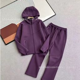 thumbnail for 26 Spring and Autumn New Casual Sports Air Layer Hooded Jacket and Sweatpants Set 454 and 461