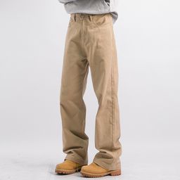 thumbnail for Autumn American Vintage khaki Washed Casual Pants Boys Japanese Style Loose Straight Trousers Workwear Logging Pants