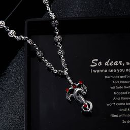 thumbnail for Fashionable retro silver European and American hairdressers with the same electroplating silver big sword pendant cross pendant old hipster accessories