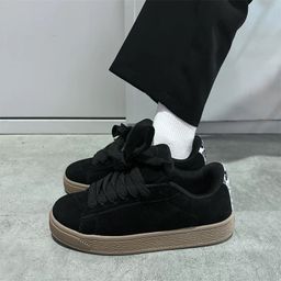thumbnail for Black leopard print bread shoes, wasteland-style niche unisex ins, versatile thick-soled casual sports couple's sneakers