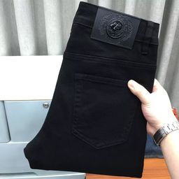 thumbnail for Calça jeans cropped slim fit vintage lavada estilo americano para homens, calça skinny casual versátil e moderna.