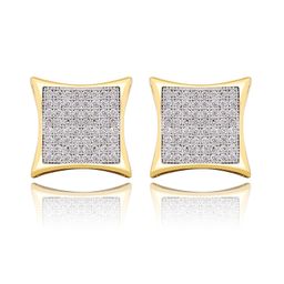 thumbnail for European and American Cross-border Hot Selling Square Full Zircon Earrings for Men and Women Real Gold Electroplated Hip-hop Trendy Earrings Bling