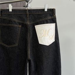 thumbnail for Mamo Okayama original beef 14.5oz scimitar primary color wash jeans loose trend versatile baggy trousers