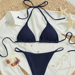 thumbnail for Amazon Lace-Up Bikini Swimsuit for Women 2026 New European and American Sexy Beach Bikini Hot Spring Swimwear