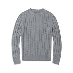 thumbnail for Fall/Winter Crewneck Twist Sweater Men's Business Casual Wool Blend Polo Pony Logo Couple Knit