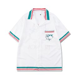 thumbnail for INS high street acessível luxo CASA camisa de manga curta masculina e feminina primavera e verão jovens europeus e americanos casal casual camisa de gola cubana
