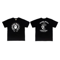 thumbnail for Cross border foreign trade short sleeve t-shirt cross little monkey sanskrit letter print cotton crew neck loose half sleeve wholesale