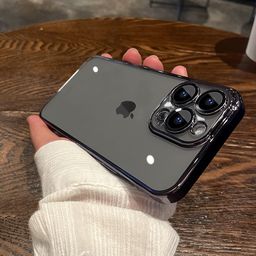 thumbnail for Lens Film Electroplating Simple Suitable for Apple 14ProMax Mobile Phone Case Transparent iPhone 13 Drop-resistant 12 Protective Shell