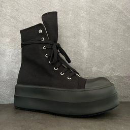 thumbnail for Spring and summer canvas breathable dark men's shoes high top shoes increase height platform casual shoes student couple muffin shoes women's shoes