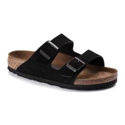 thumbnail for BK Birkan Shoes Men's and Women's Same Cowhide Suede Leather Soft Bottom Double-breasted Sandals Slippers Pure Source High Version