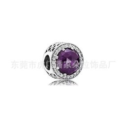 thumbnail for Panjia white copper S925 si**er-plated purple series beads glass beads fixed buckle diy accessories charm bracelet bracelet