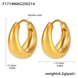 thumbnail for Mi Li ins hoop earrings, European and American small earrings, niche plain rings, stainless steel, high polish gold color-block earrings