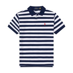 thumbnail for Pony new striped foreign trade short-sleeved summer dress men's Paul POLO shirt business casual fashion color-blocking cotton T