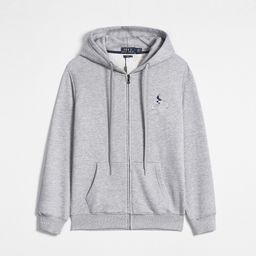 thumbnail for RL Versatile Spring and Autumn Men's Thin Plus Size Hooded Cardigan Solid Color Zipper Sweatshirt Polo Pony Embroidered Jacket Casual