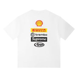 thumbnail for New European and American trend cotton crew neck T-shirt English logo unisex loose version T-shirt couple short sleeve tee